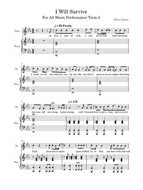 I Will Survive – Gloria Gaynor (for my AS Music class)