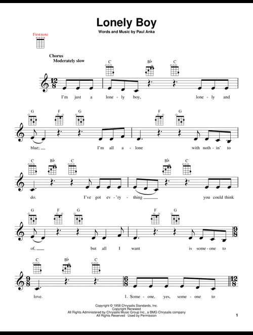 Lonely Boy - Paul Anka (Ukulele)