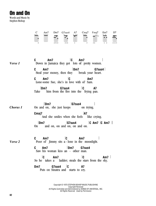 On And On - Stephen Bishop (Ukulele Chords-Lyrics)