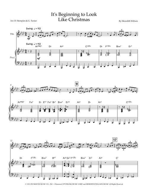 It's Beginning To Look Like Christmas (Arr. Debra E. Stempien, Gregory H. Turner) - Johnny Mathis (Violin and Piano)