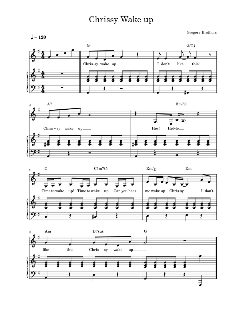 Chrissy, Wake Up The Gregory Brothers Sheet music for Piano (Piano