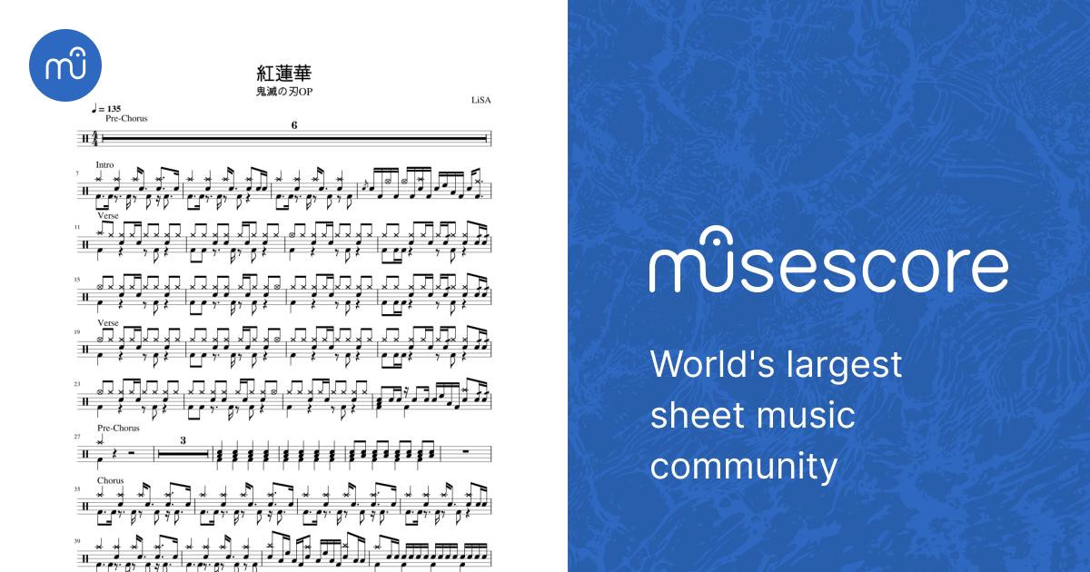紅蓮華-LiSA Sheet Music with Chords for Drum group (Solo