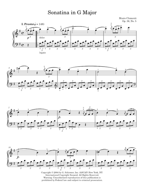 Sonatina in G, Op.36 #5 - Jennifer Linn, Muzio Clementi (Piano Solo)