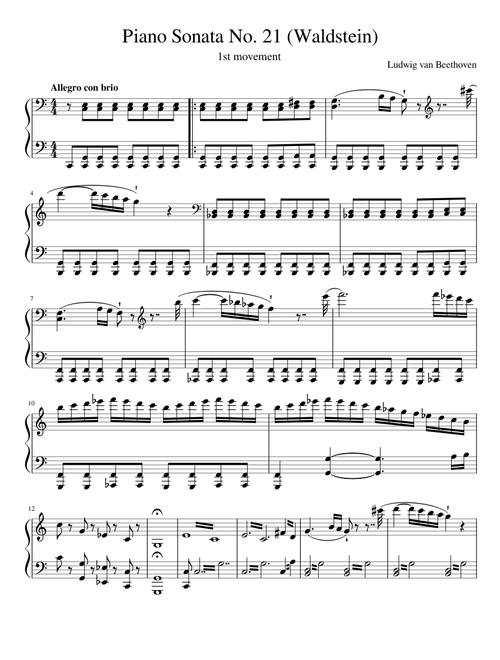Piano Sonata No. 21 (Waldstein) - 1st movement