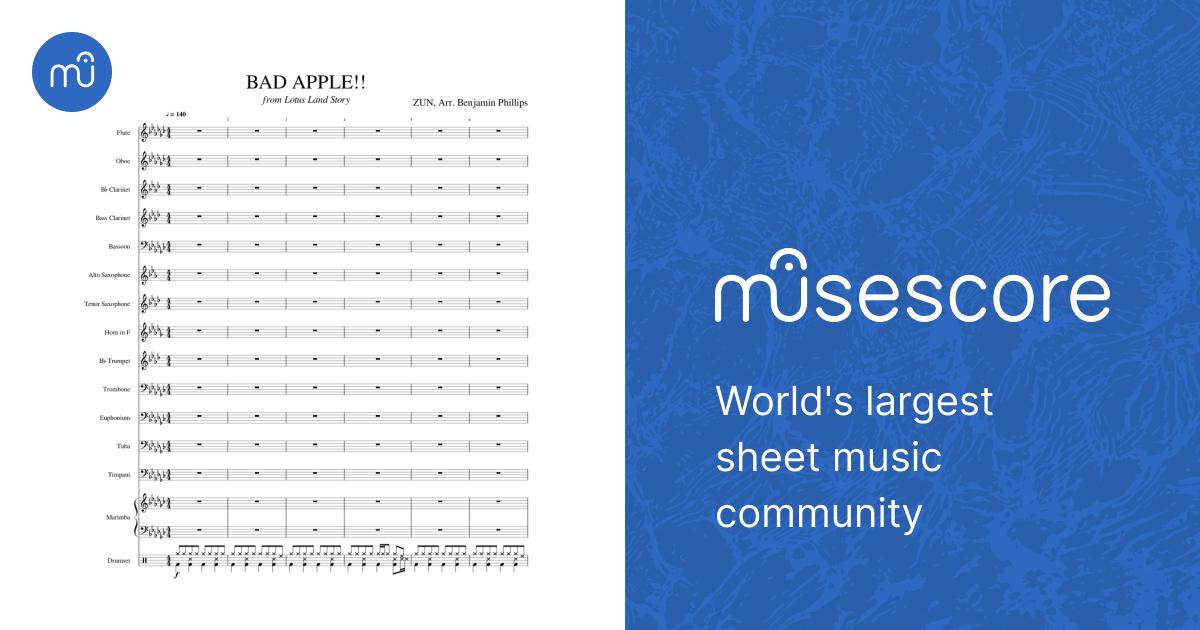 Bad Apple ZUN Sheet music for Trombone Euphonium Tuba Flute more