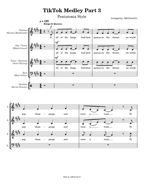 TikTok Medley Part 3  | Pentatonix Style (acapella sheet music)