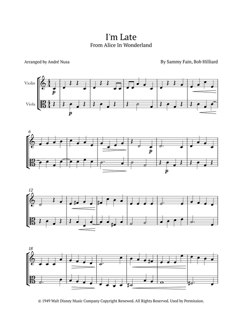I'm Late (Arr. André Nusa) - Bob Hilliard, Sammy Fain (Instrumental Duet)