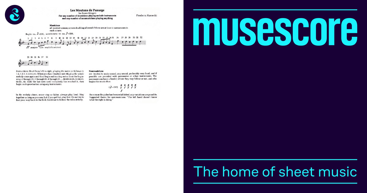 Frederic Rzewski Noten Les Moutons de Panurge – Frederic Rzewski Sheet Music for Violin (Mixed ...