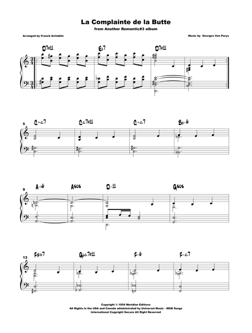 Complainte De La Butte (Arr. Franck Avitabile) - Moulin Rouge Soundtrack (Piano Solo)