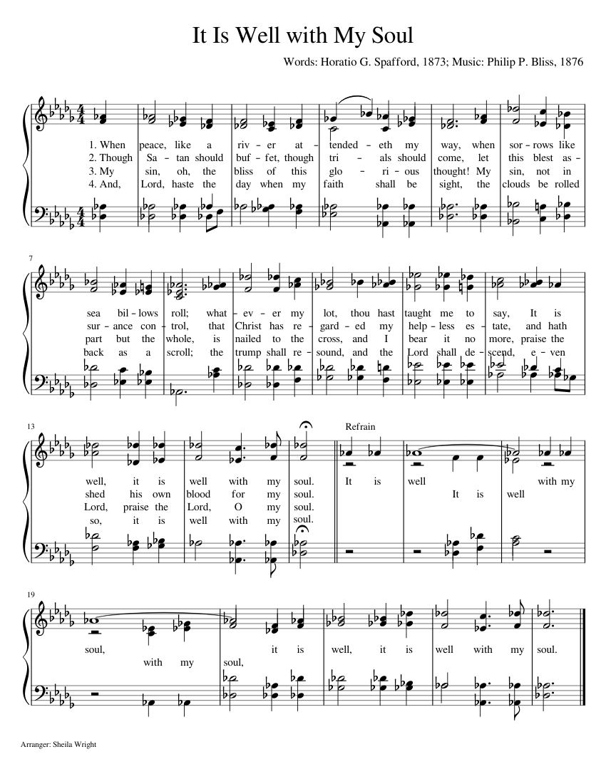 It Is Well with My Soul Sheet Music for Piano (Solo) easy | MuseScore.com