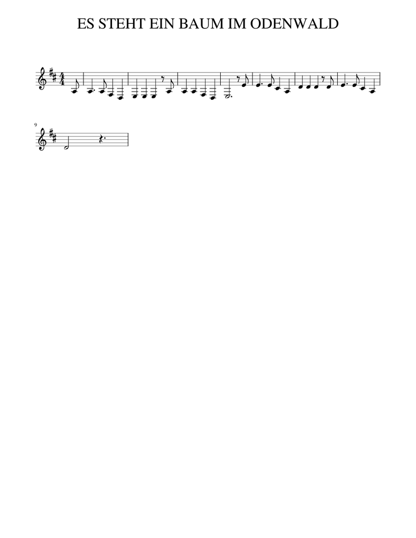 ES STEHT EIN BAUM IM ODENWALD Sheet music for Piano (Solo) Easy