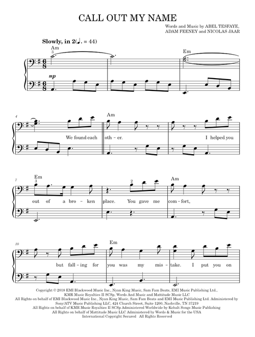 Call out my name - The Weeknd (Easy Piano)