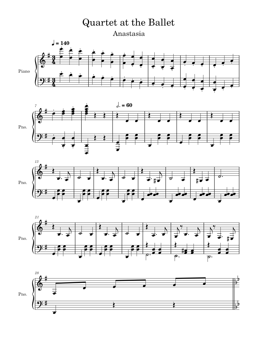 Quartet at the Ballet Sheet music for Piano, Soprano, Alto, Tenor (Solo