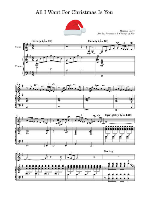 Mariah Carey - All I Want For Christmas Is You (for violin and piano)