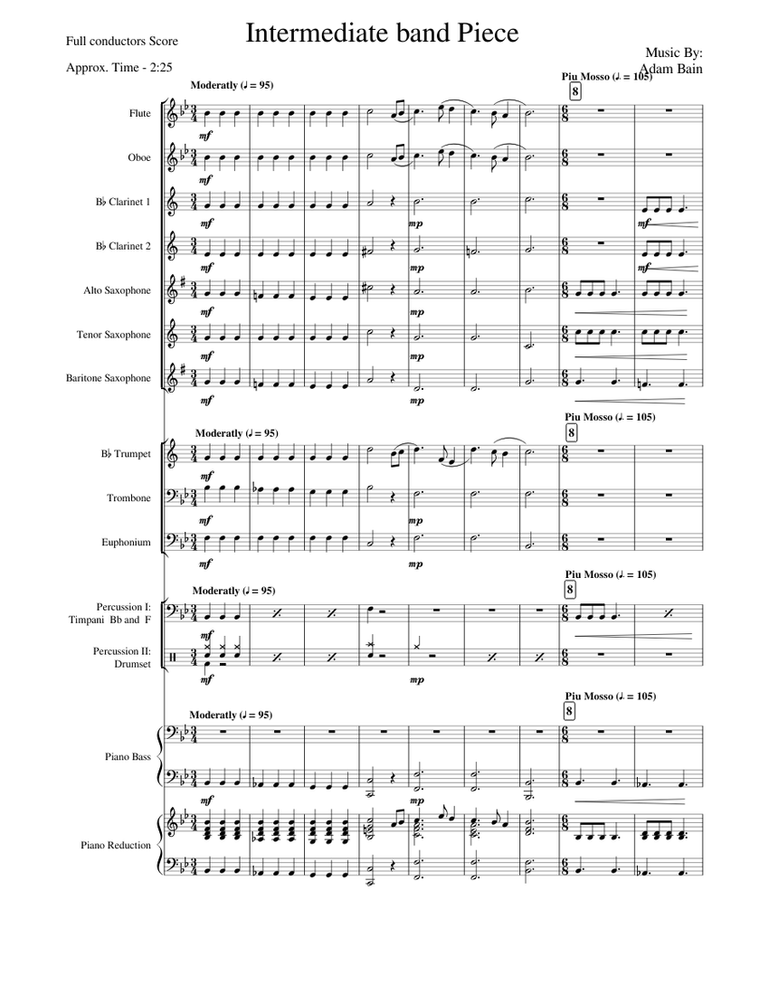 Intermediate band Piece Sheet Music for Piano, Trombone, Euphonium