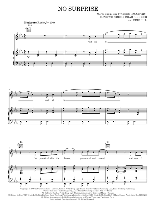 No surprise - Daughtry (Piano-Vocal-Guitar)