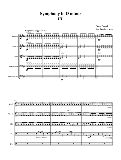 Symphony in D minor (Movement 3) (Arr. Davison Yon) - César Franck (Orchestra)