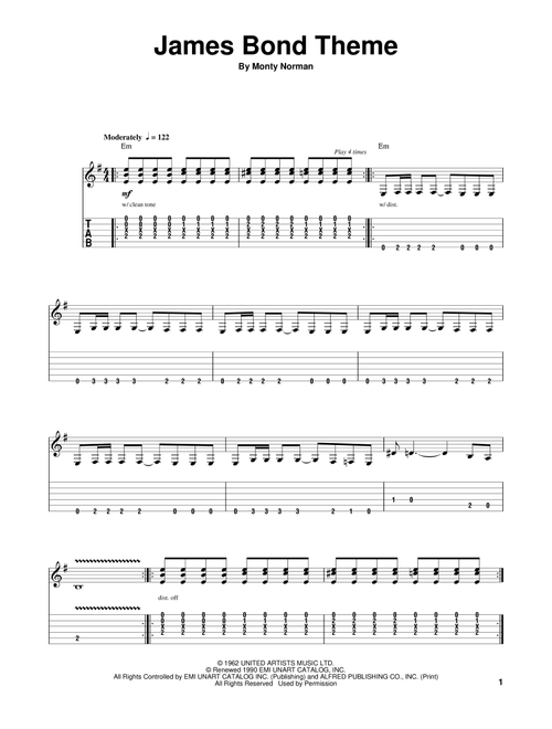 James Bond Theme - The Ventures (Guitar Tab Play-Along)