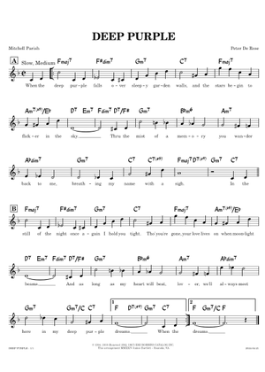 Play Official version of Deep purple Sheet Music by Nino Tempo And