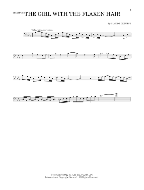 La Fille Aux Cheveux De Lin (The Girl With The Flaxen Hair) - Claude Debussy (Trombone Solo)
