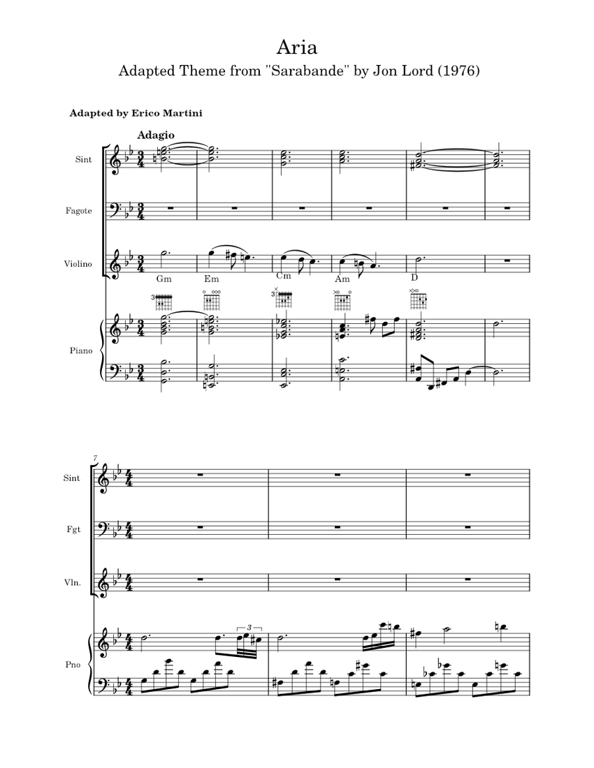 Adapted Version by Erico Martini from Aria theme composed by Jon Lord ...