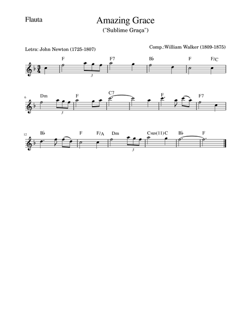 Amazing Grace (Arr. Ariane Gratti Angeloni) - William Walker (Flute Solo)