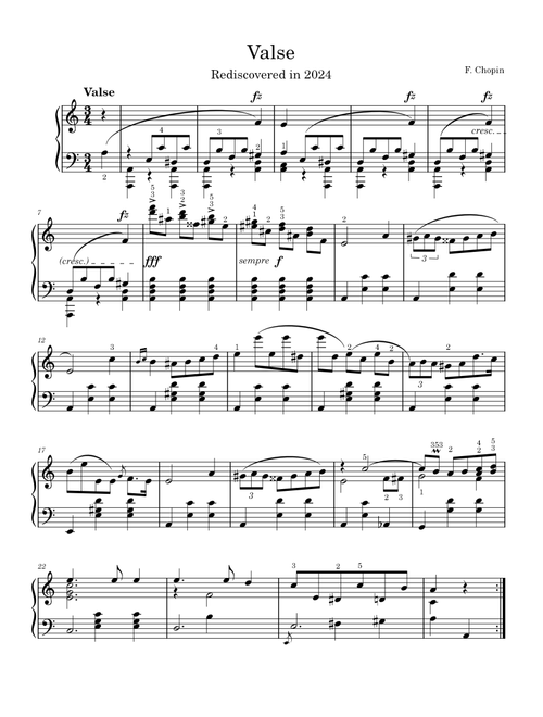 Waltz in A minor (2024) (With Fingerings)