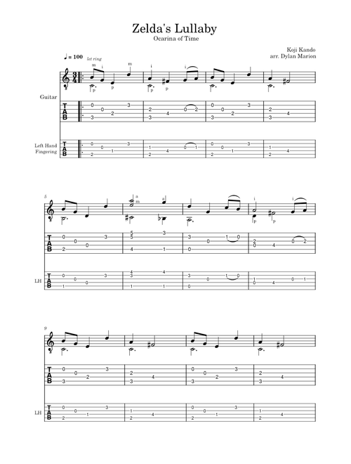 Zelda's Lullaby - Easy Guitar Arrangment