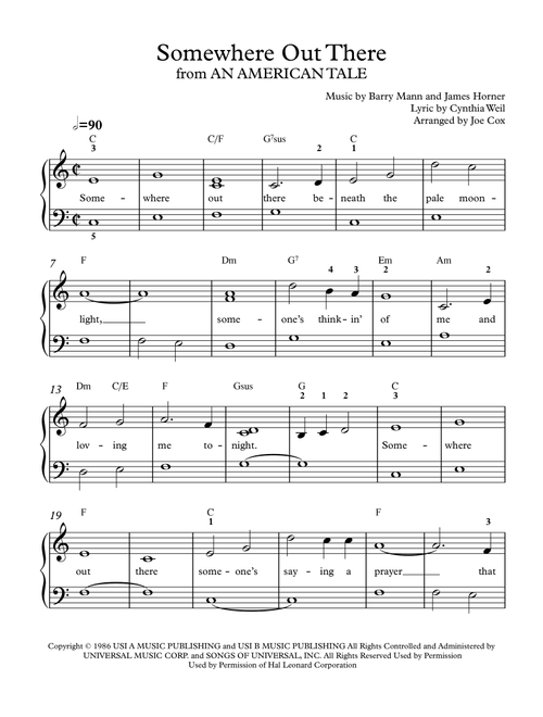 Somewhere Out There (Arr. Joe Cox) - Linda Ronstadt & James Ingram (Piano Vocal)