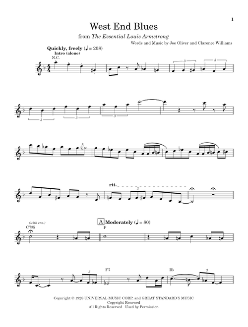 West End Blues - Louis Armstrong (Trumpet Transcription)