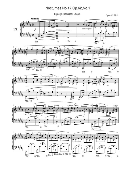 Nocturnes No.17,Op.62,No.1 - Fryderyk Franciszek Chopin (Piano Solo)