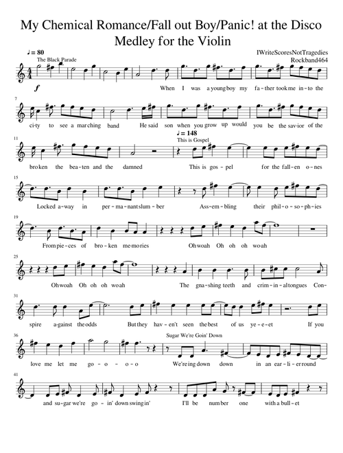 My Chemical Romance/Fall out Boy/Panic! at the Disco Medley for the Violin