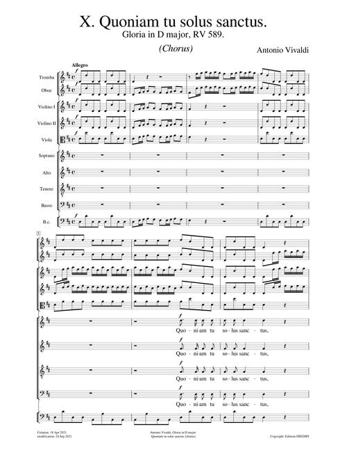 Gloria in D major, RV 589 - X Quoniam tu solus sanctus – Antonio Vivaldi