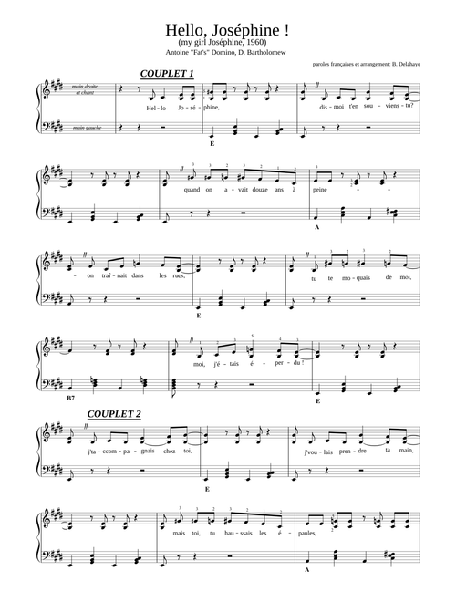 Hello, Josephine ! , piano-chant