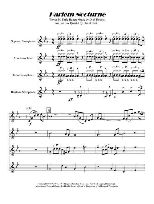 Harlem Nocturne (Arr. David Flatt) - Earle Hagen (Woodwind Ensemble)