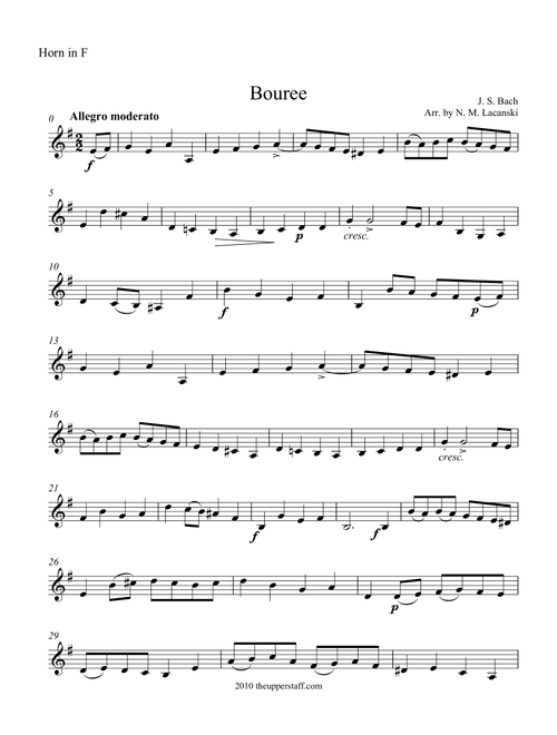Bouree (Arr. Nick Lacanski) - Bach, J. S. (Instrumental Duet)