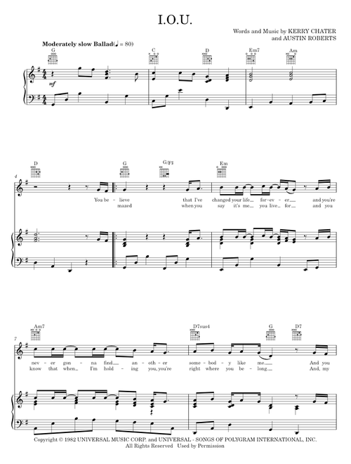 I.O.U. - Lee Greenwood (Piano-Vocal-Guitar)