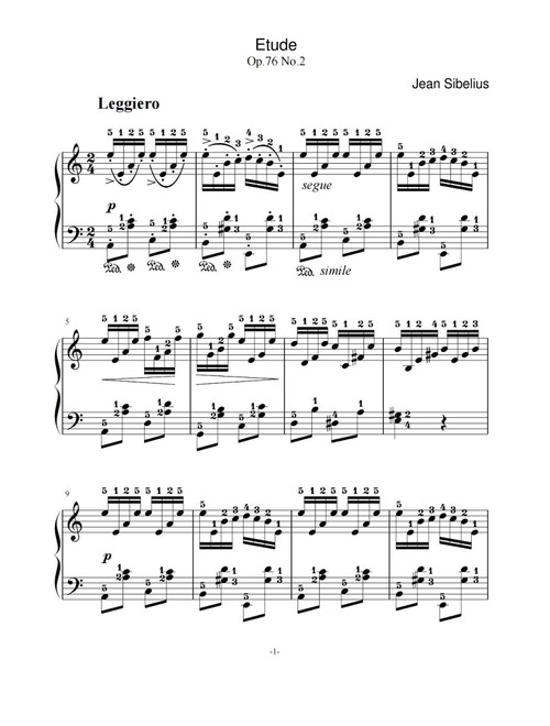 Etude Op.76. No.2 - Jean Sibelius (Piano Solo)