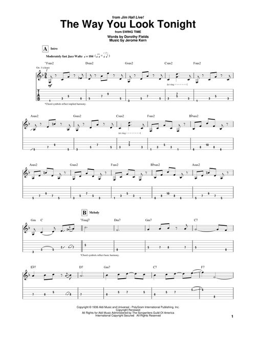 The Way You Look Tonight - Jim Hall, Jerome Kern (Guitar Tab)
