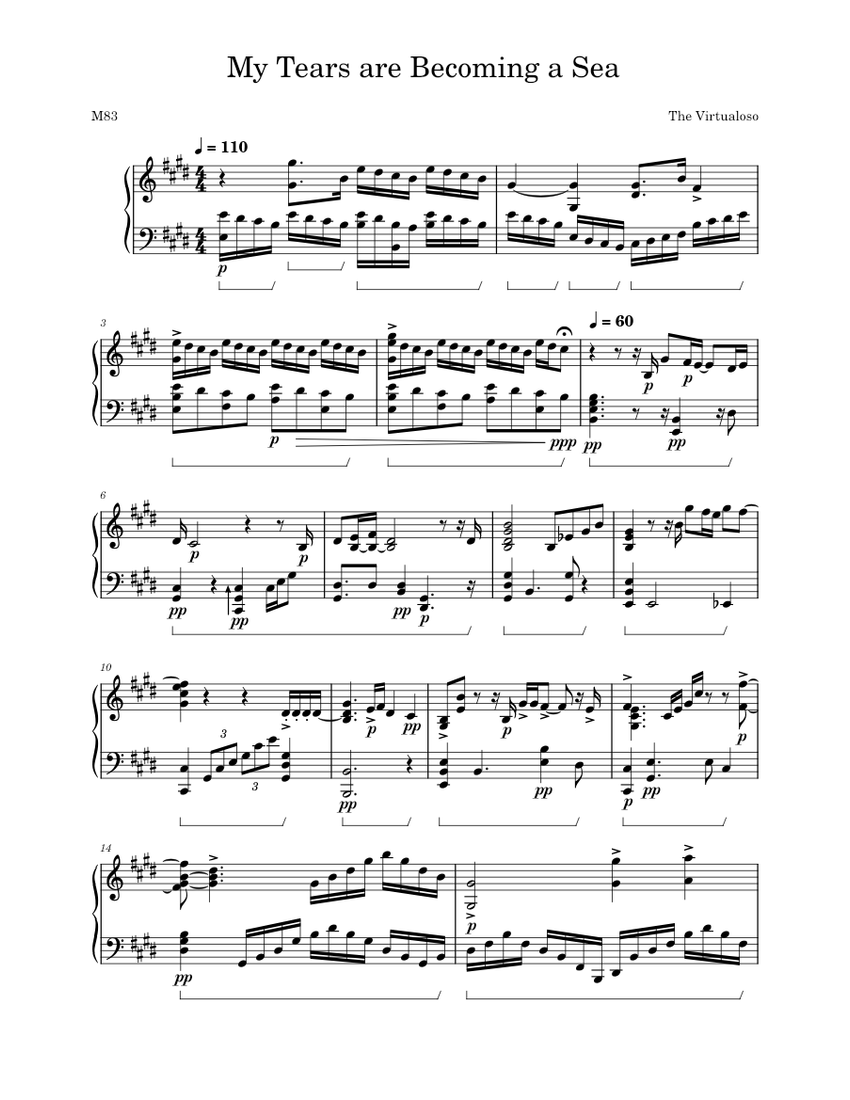 My Tears are a Sea M83 Sheet music for Piano (Solo)