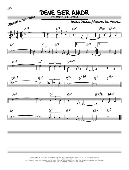 Deve Ser Amor - Vinicius de Moraes, Baden Powell (Real Book - Melody-Chords)