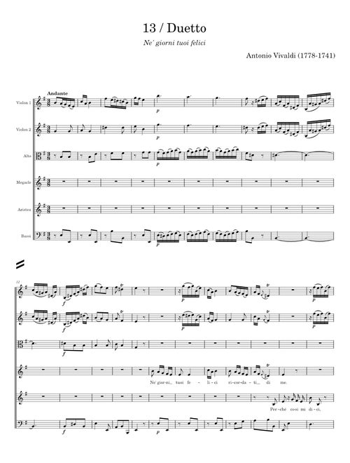 Duetto - J S Bach, G F Handel, Franz Schubert, Antonio Vivaldi, Jeremiah Clarke, Felix Mendelssohn,