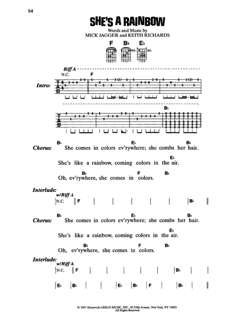 She's A Rainbow - The Rolling Stones (Guitar Chords-Lyrics)