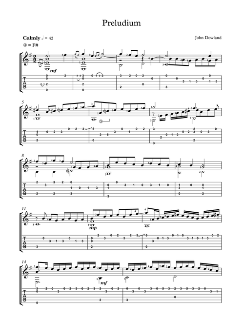 Preludium (Arr. Martin Hay) - John Dowland (Guitar Tab)