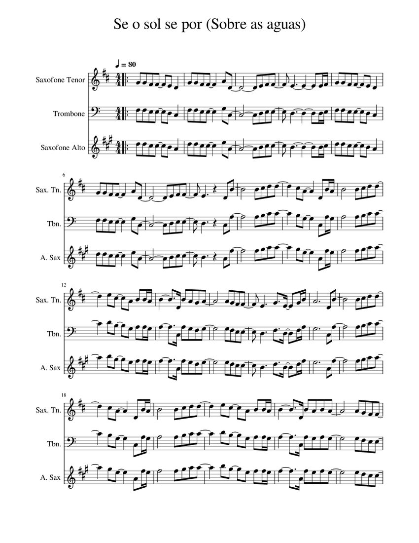 Se_o_sol_se_por_(Sobre_as_aguas) Sheet Music for Trombone, Saxophone ...