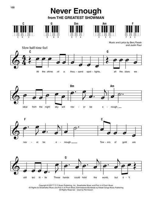 Never Enough (from The Greatest Showman) - Benj Pasek, Justin Paul (Super Easy Piano)