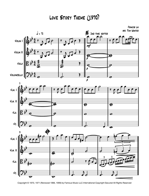 Love Story (Arr. Thomas Winter) - Francis Lai (String Quartet)