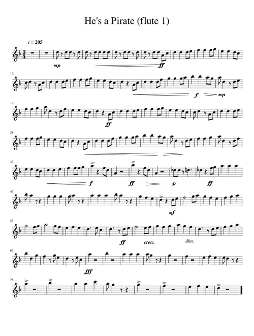 He's a Pirate (flute 1)