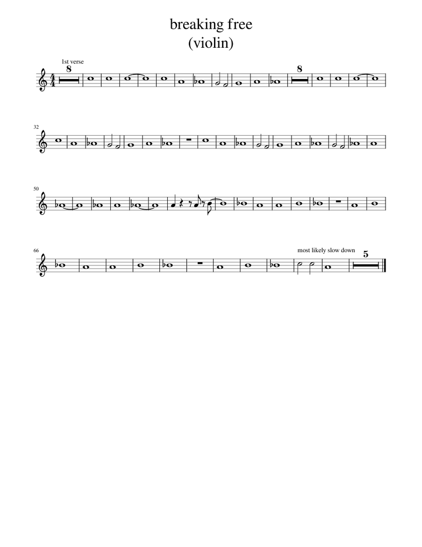 Violin Break Note breaking_free_(violin) Sheet Music for Violin (Solo) | MuseScore.com