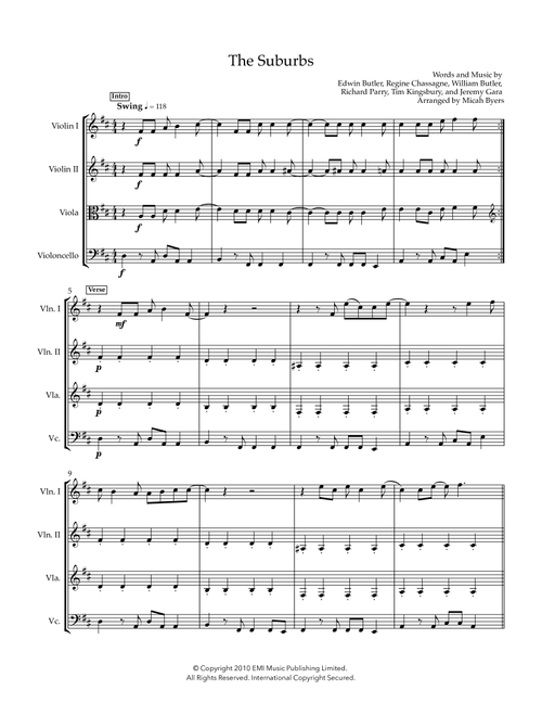 The Suburbs (Arr. Micah Byers) - Arcade Fire (String Quartet)